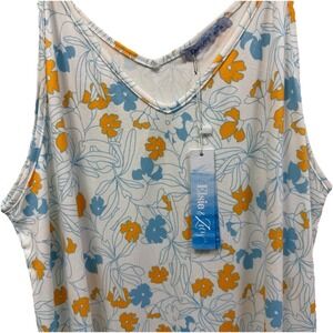 Elsie & Zoey Maxi Dress Floral Blue Orange Spaghetti Strap Pockets OS Tall